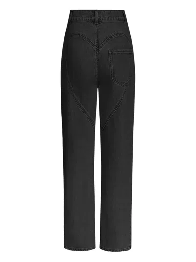Area Crystal-heart Jeans In Black