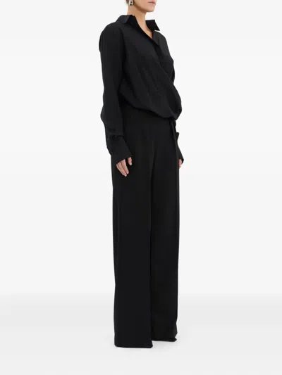 Rebecca Vallance Noor Twist-front Collared Shirt In Black
