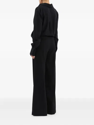 Rebecca Vallance Noor Twist-front Collared Shirt In Black