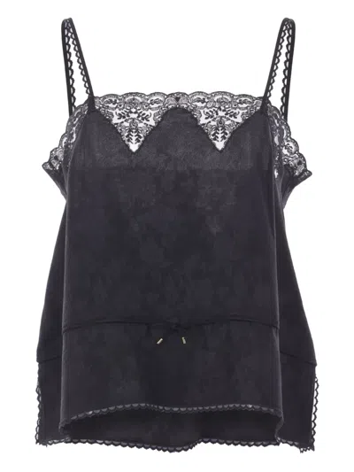 Chloé Lace-detail V-neck Top In Black