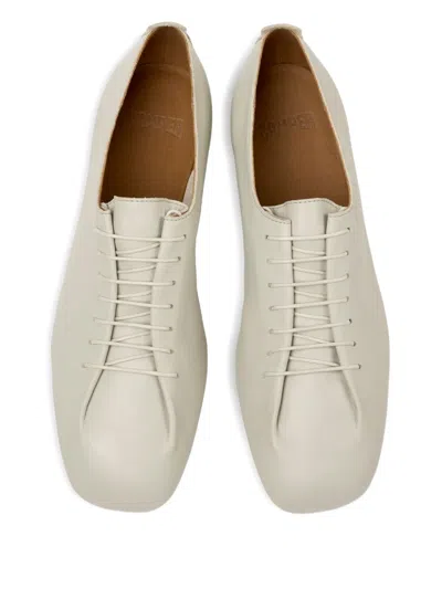 Camper Lace-up Leather Flats In Neutral