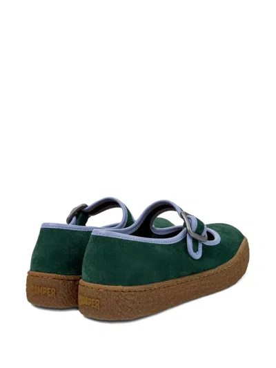 Camper Peu Terreno Buckle-strap Suede Ballet Flats In Green