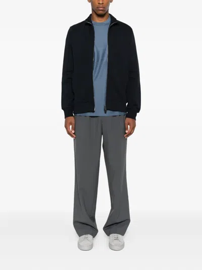 Canali Zip-up Cotton Sweatshirt In Black