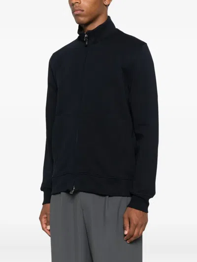 Canali Zip-up Cotton Sweatshirt In Black