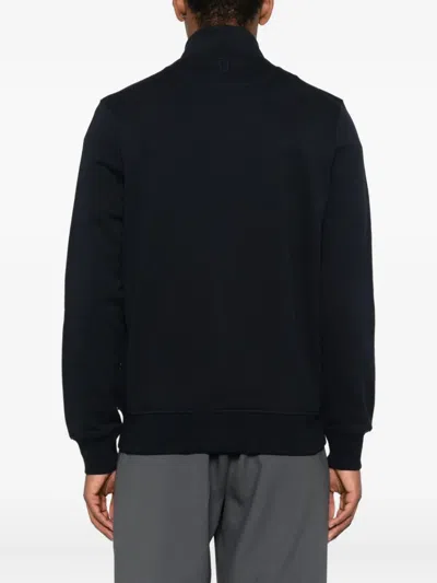 Canali Zip-up Cotton Sweatshirt In Black
