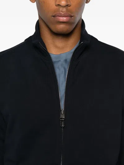 Canali Zip-up Cotton Sweatshirt In Black