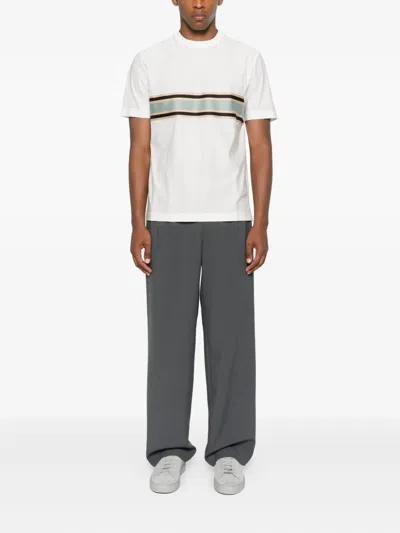 Canali Stripe-detail T-shirt In White