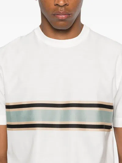 Canali Stripe-detail T-shirt In White