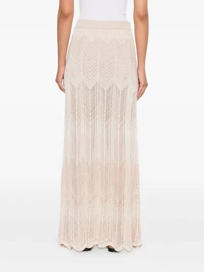 Akep Chevron-pattern Scalloped-hem Skirt In Neutral