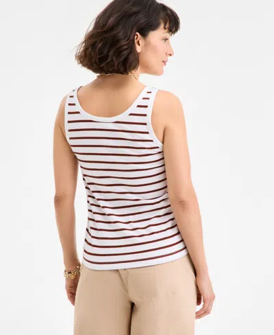 On 34th Women's Cotton Striped Scoop Tank Top, Exclusively At Macy's In White