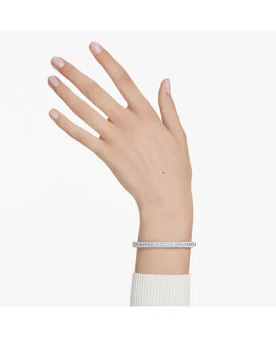 Swarovski Matrix Baguette Cut White Rhodium Plated Bangle Bracelet