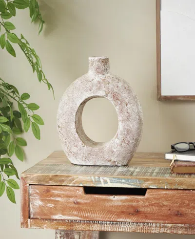 Rosemary Lane 12" Antique Style Donut Textured Ceramic Vase