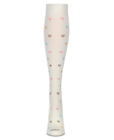 Memoi Women's Multicolor Hearts 8-15mmhg Graduated Compression Socks Mfy08334 In White