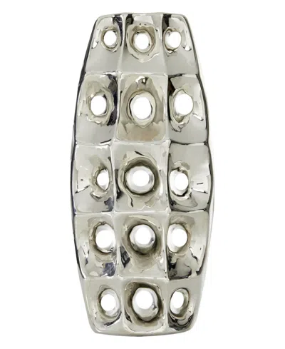 Rosemary Lane Ceramic 14" Modern Vase With Cut Out Designs