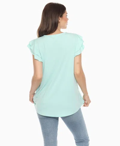 White Mark Plus Size Ruffled Sleeve Solid Top
