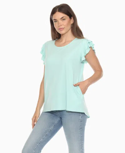 White Mark Plus Size Ruffled Sleeve Solid Top