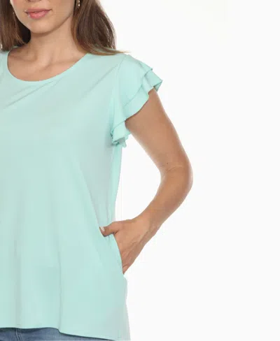 White Mark Plus Size Ruffled Sleeve Solid Top