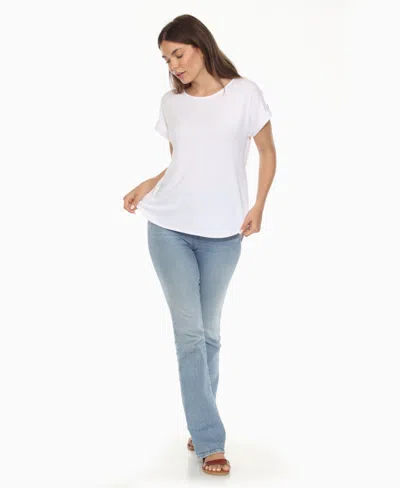 White Mark Plus Size Folded Short Sleeve Solid Top In Animal Print