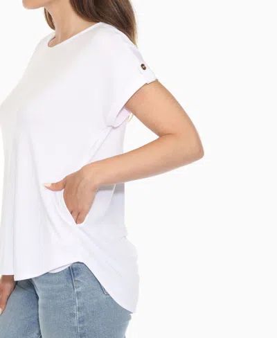 White Mark Plus Size Folded Short Sleeve Solid Top In Animal Print