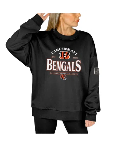 Gameday Couture Women's Black Cincinnati Bengals Oversized Players Only Black Label Pullover Sweatshirt In Black