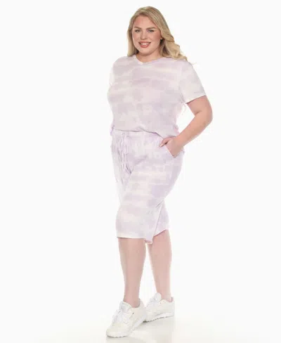 White Mark Plus Size Short Sleeve And Capri Lounge Set