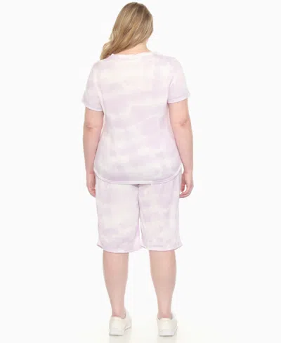 White Mark Plus Size Short Sleeve And Capri Lounge Set