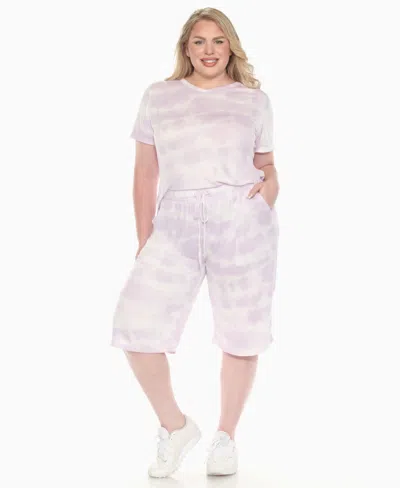 White Mark Plus Size Short Sleeve And Capri Lounge Set