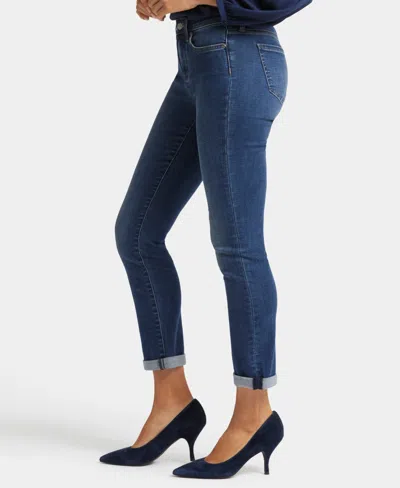 Nydj Sheri Slim Ankle Cuffed Jeans In Wellspring In Blue
