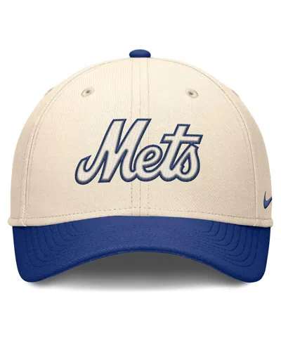 Nike Men's Natural/royal New York Mets Statement Rise Performance Flex Hat