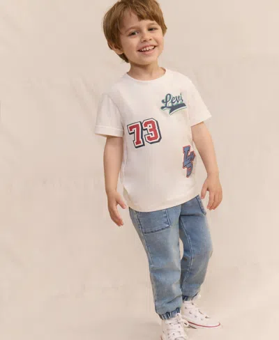 Levi's Toddler Boys 2-piece Moto Patch T-shirt And Jogger Pants Set In White