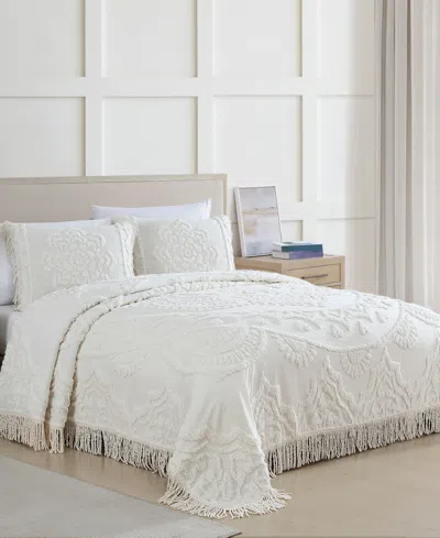 Beatrice Home Fashions Lotus Chenille Lightweight Bedspread, Twin In White