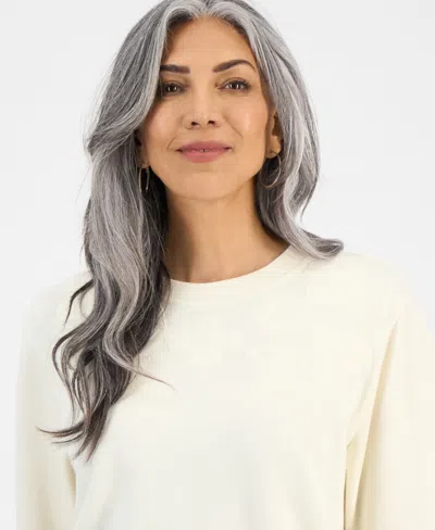 Style & Co Women's Embroidered Sweatshirt, Exclusively At Macy's In White