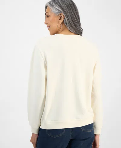 Style & Co Women's Embroidered Sweatshirt, Exclusively At Macy's In White