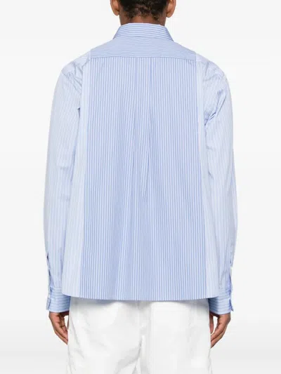 Sacai Striped Panelled Shirt In Blue