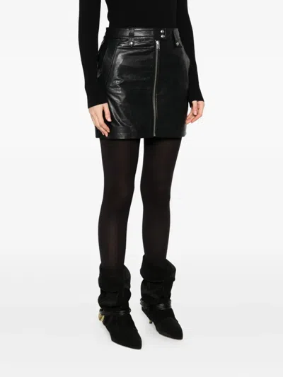 Iro Zip-front Leather Skirt In Black