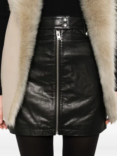 Iro Zip-front Leather Skirt In Black