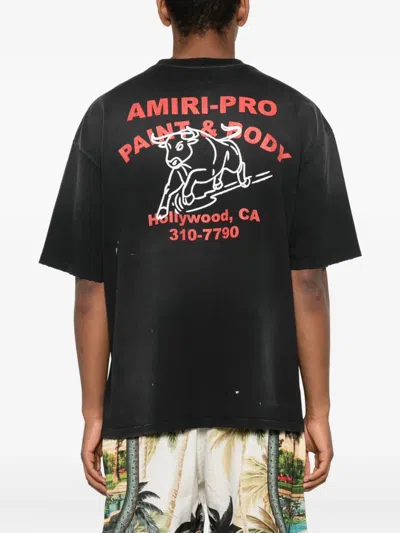 Amiri Short-sleeve T-shirt With Vintage Graphic And Distressed Finish In Black