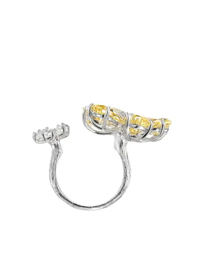 Anabela Chan 18k White Gold Daisy Flower Ring In Metallic