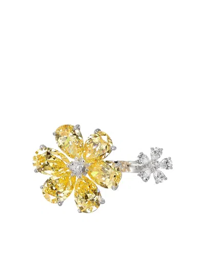 Anabela Chan 18k White Gold Daisy Flower Ring In Metallic