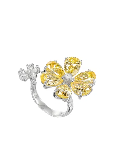 Anabela Chan 18k White Gold Daisy Flower Ring In Metallic