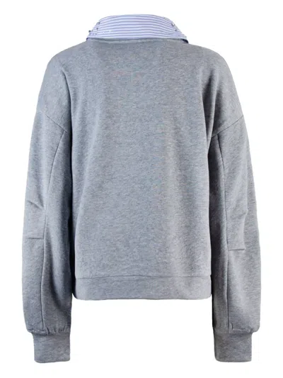 Liu •jo Embellished-collar Sweatshirt In Gray