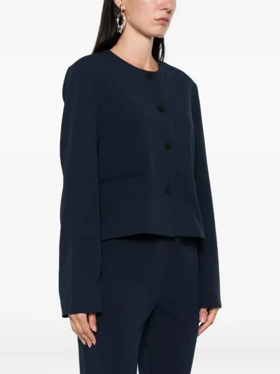 Calvin Klein Stretch Crepe Lady Jacket In Blue