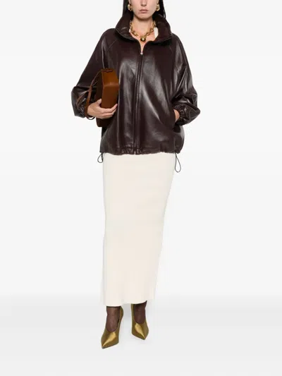 Magda Butrym Burgundy Leather Oversize Jacket In Burgundy