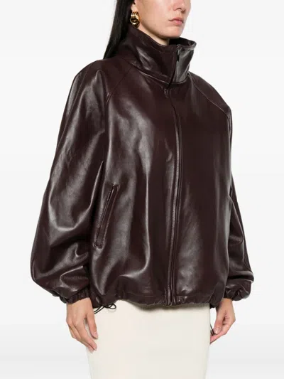 Magda Butrym Burgundy Leather Oversize Jacket In Burgundy