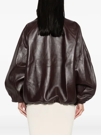Magda Butrym Burgundy Leather Oversize Jacket In Burgundy