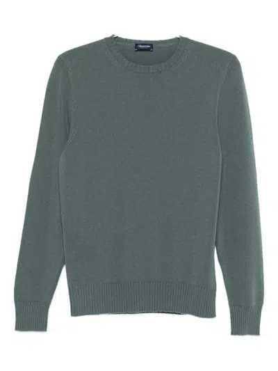 Drumohr Cashmere Crew-neck Sweater With Ribbed Details In Green