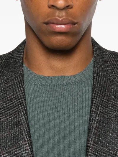 Drumohr Cashmere Crew-neck Sweater With Ribbed Details In Green