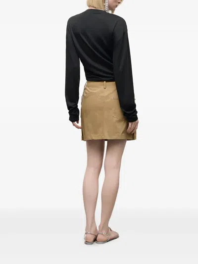 Area Crystal-flower Draped Top In Black