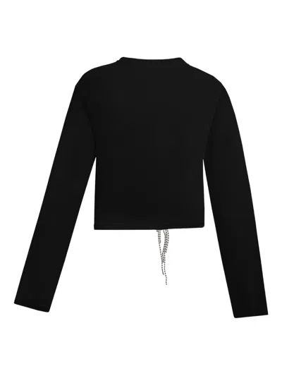 Area Crystal-flower Draped Top In Black