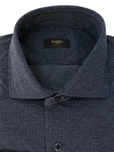 Barba Napoli Micro-dotted Button-down Shirt In Blue
